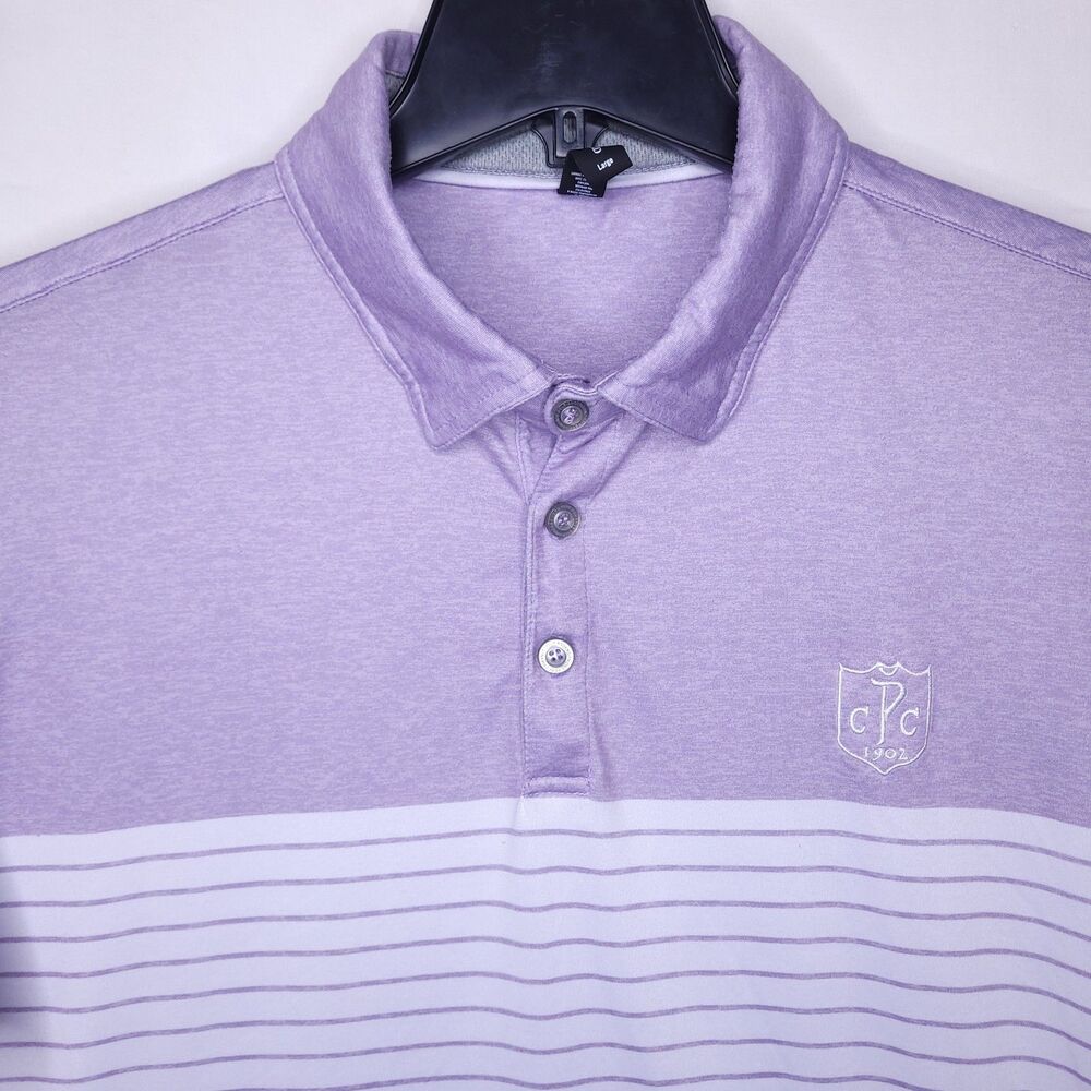 Anderson Ord Polo Shirt Mens Large Striped Purple, White Golf Performance